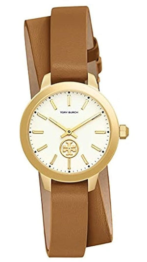 Buy Shop Tory Burch Collins Quartz White Dial Brown Leather Strap Watch for Women - TBW1304 USA Online