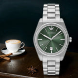 Buy Shop Emporio Armani Frederico Analog Green Dial Silver Steel Strap Watch for Men - AR11621 USA Online