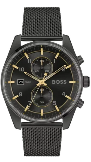 Buy Shop Hugo Boss Skytraveller Chronograph Black Dial Black Mesh Strap Watch for Men - 1514150 USA Online