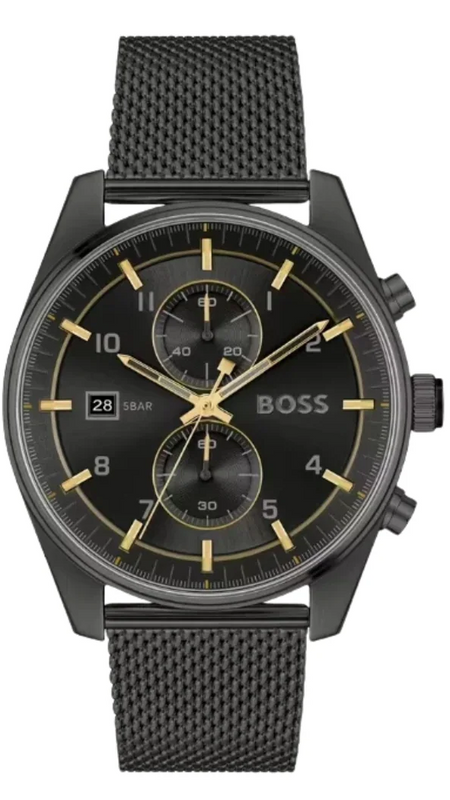 Buy Shop Hugo Boss Skytraveller Chronograph Black Dial Black Mesh Strap Watch for Men - 1514150 USA Online