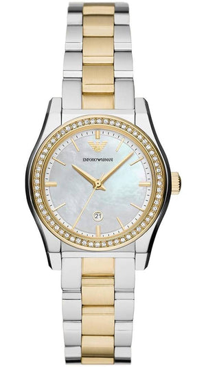 Buy Shop Emporio Armani Federica Mother of Pearl Dial Two Tone Steel Strap Watch for Women - AR11559 USA Online