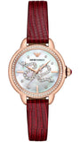 Buy Shop Emporio Armani Mia Mother of Pearl Dial Red Leather Strap Watch for Women - AR11646 USA Online