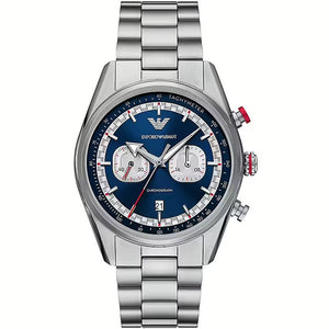 Buy Shop Emporio Armani Racer Chronograph Blue Dial Silver Steel Strap Watch for Men - AR11676 USA Online