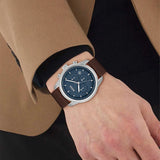 Buy Shop Hugo Boss Trace Chronograph Blue Dial Brown Leather Strap Watch for Men - 1514002 USA Online