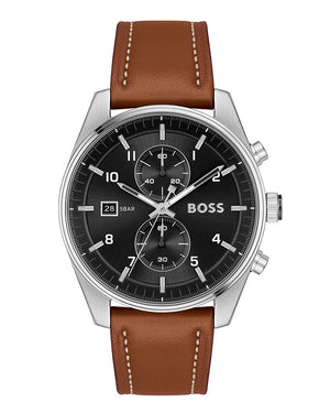Buy Shop Hugo Boss Skytraveller Chronograph Black Dial Blue Leather Strap Watch for Men - 1514161 USA Online