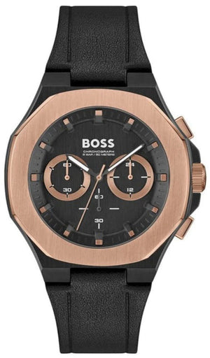 Buy Shop Hugo Boss Taper Chronograph Black Dial Black Leather Strap Watch for Men - 1514089 USA Online