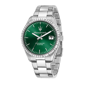 Buy Shop Maserati Competizione Green Dial Silver Steel Strap Watch for Men - R8853100043 USA Online