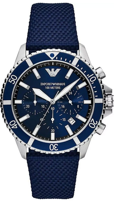 Buy Shop Emporio Armani World Explorer Chronograph Blue Dial Blue Nylon Strap Watch for Men - AR11588 USA Online