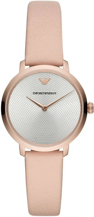 Buy Shop Emporio Armani Modern Silver Dial Pink Leather Strap Watch for Women - AR11160 USA Online