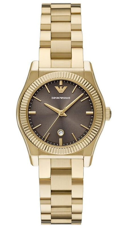 Buy Shop Emporio Armani Federica Brown Dial Gold Steel Strap Watch for Women - AR11700 USA Online