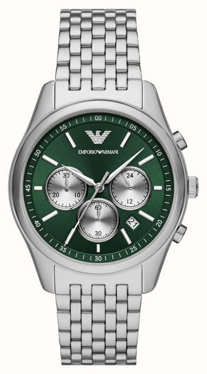 Buy Shop Emporio Armani Antonio Chronograph Green Dial Silver Steel Strap Watch for Men - AR11581 USA Online