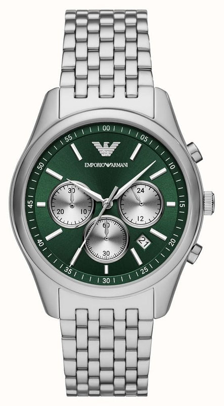 Buy Shop Emporio Armani Antonio Chronograph Green Dial Silver Steel Strap Watch for Men - AR11581 USA Online