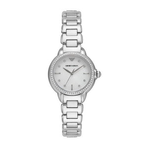 Buy Shop Emporio Armani Mia Mother of Pearl Dial Silver Steel Strap Watch for Women - AR11596 USA Online