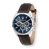 Buy Shop Maserati Attraction Limited Edition Chronograph Blue Dial Brown Leather Strap Watch for Men - R8851151003 USA Online