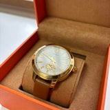 Buy Shop Tory Burch Collins Quartz White Dial Brown Leather Strap Watch for Women - TBW1202 USA Online