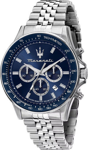 Buy Shop Maserati SFIDA Chronograph Blue Dial Silver Steel Strap Watch for Men - R8873640025 USA Online