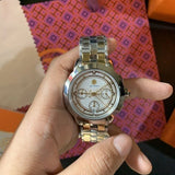 Buy Shop Tory Burch Classic Chronograph White Dial Two Tone Steel Strap Watch for Women - TBW1034 USA Online