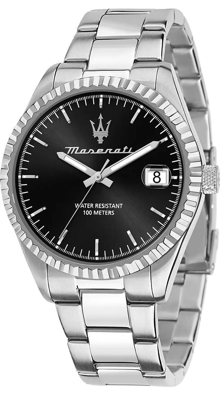 Buy Shop Maserati Competizione Black Dial Silver Steel Strap Watch for Men - R8853100028 USA Online