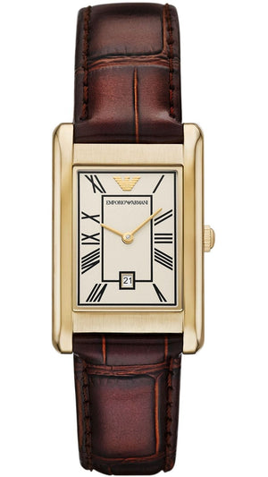 Buy Shop Emporio Armani Gino White Dial Brown Leather Strap Watch for Men - AR11665 USA Online