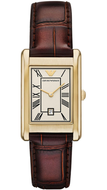 Buy Shop Emporio Armani Gino White Dial Brown Leather Strap Watch for Men - AR11665 USA Online