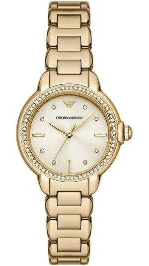 Buy Shop Emporio Armani Mia Crystals Gold Dial Gold Steel Strap Watch for Women - AR11609 USA Online