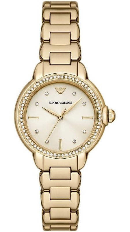 Buy Shop Emporio Armani Mia Crystals Gold Dial Gold Steel Strap Watch for Women - AR11609 USA Online