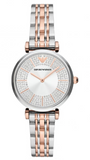 Buy Shop Emporio Armani Gianni T Bar Silver Dial Two Tone Steel Strap Watch for Women - AR11537 USA Online