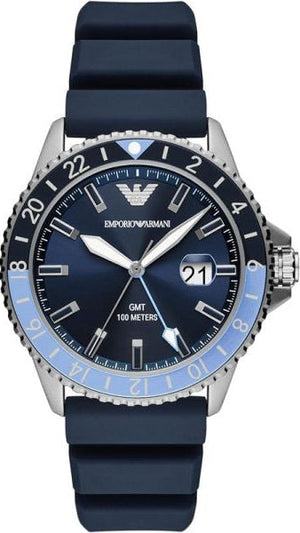 Buy Shop Emporio Armani World Explorer GMT Blue Dial Blue Rubber Strap Watch for Men - AR11592 USA Online