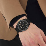 Buy Shop Hugo Boss Trace Chronograph Black Dial Black Leather Strap Watch for Men - 1514003 USA Online