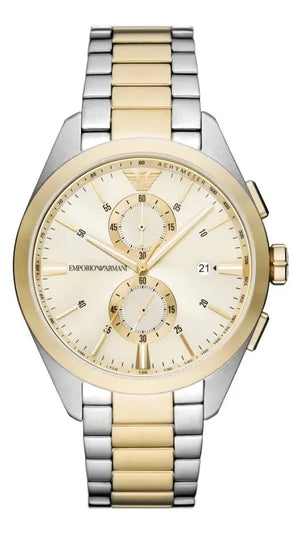 Buy Shop Emporio Armani Elegant Chronograph Cream Dial Two Tone Steel Strap Watch for Men - AR11605 USA Online