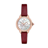 Buy Shop Emporio Armani Mia Mother of Pearl Dial Red Leather Strap Watch for Women - AR11646 USA Online