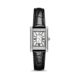 Buy Shop Emporio Armani Two Hand Crystals Silver Dial Black Leather Strap Watch for Women - AR11623 USA Online