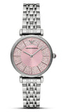 Buy Shop Emporio Armani Gianni T-Bar Pink Dial Silver Steel Strap Watch for Women - AR11686 USA Online
