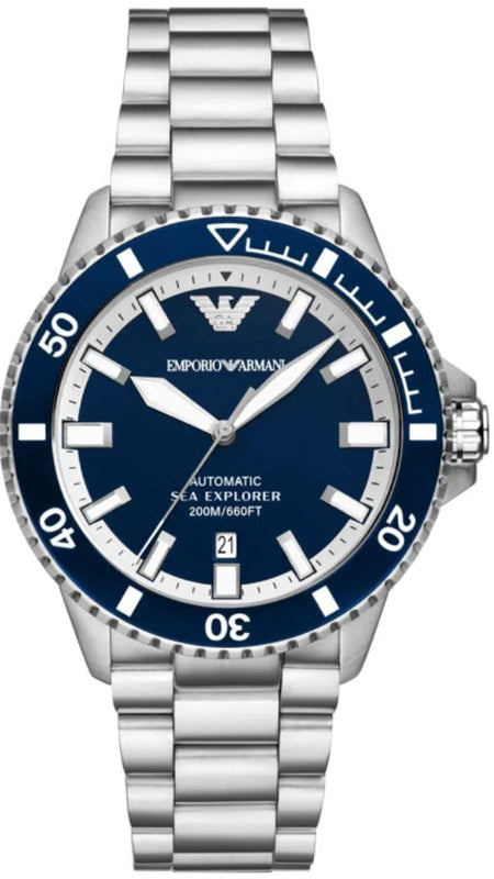 Buy Shop Emporio Armani cBlue Dial Silver Steel Strap Watch for Men - AR60079 USA Online