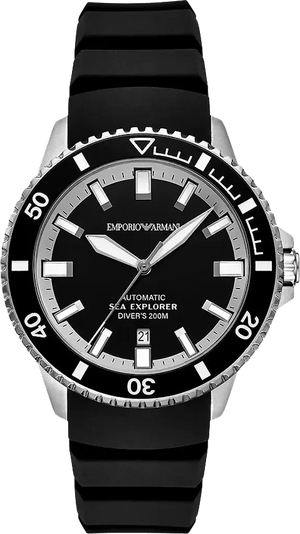 Buy Shop Emporio Armani Sea Explorer Black Dial Black Silicone Strap Watch for Men - AR60086 USA Online
