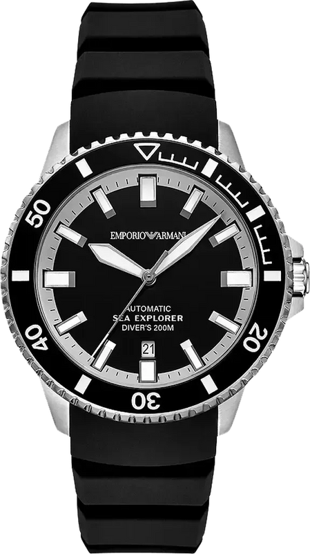 Buy Shop Emporio Armani Sea Explorer Black Dial Black Silicone Strap Watch for Men - AR60086 USA Online
