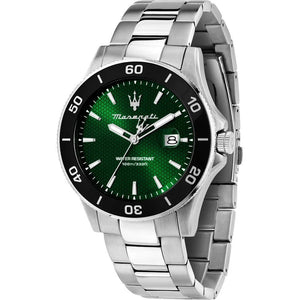 Buy Shop Maserati Competizione Green Dial Silver Steel Strap Watch for Men - R8853100038 USA Online