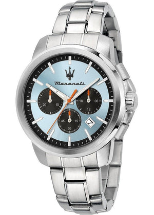 Buy Shop Maserati Successo Chronograph Ice Blue Dial Silver Steel Strap Watch for Men - R8873621044 USA Online