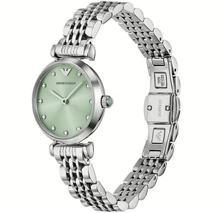 Buy Shop Emporio Armani Gianni T Bar Green Dial Silver Steel Strap Watch for Women - AR11667 USA Online