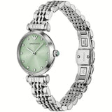 Buy Shop Emporio Armani Gianni T Bar Green Dial Silver Steel Strap Watch for Women - AR11667 USA Online