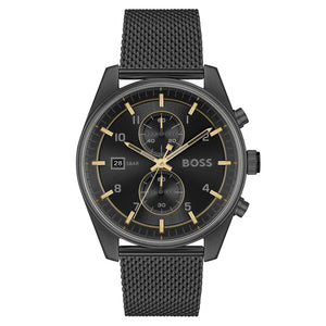Buy Shop Hugo Boss Skytraveller Chronograph Black Dial Black Mesh Strap Watch for Men - 1514150 USA Online