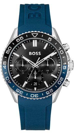 Buy Shop Hugo Boss Runner Chronograph Black Dial Blue Silicone Strap Watch for Men - 1514245 USA Online