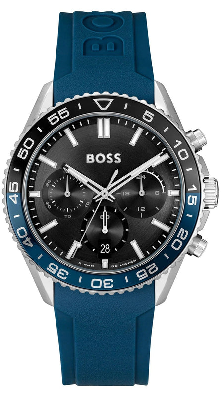 Buy Shop Hugo Boss Runner Chronograph Black Dial Blue Silicone Strap Watch for Men - 1514245 USA Online