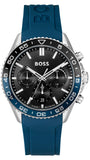 Buy Shop Hugo Boss Runner Chronograph Black Dial Blue Silicone Strap Watch for Men - 1514245 USA Online