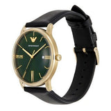 Buy Shop Emporio Armani Minimalist Green Dial Black Leather Strap Watch for Men - AR11601 USA Online
