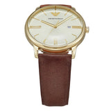 Buy Shop Emporio Armani Minimalist Quartz Gold Dial Brown Leather Strap Watch for Men - AR11610 USA Online