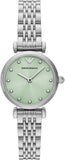 Buy Shop Emporio Armani Gianni T Bar Green Dial Silver Steel Strap Watch for Women - AR11667 USA Online
