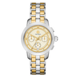 Buy Shop Tory Burch The Tory Chronograph White Dial Two Tone Steel Strap Watch for Women - TBW1052 USA Online