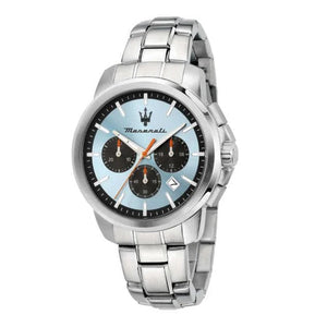 Buy Shop Maserati Successo Chronograph Ice Blue Dial Silver Steel Strap Watch for Men - R8873621044 USA Online