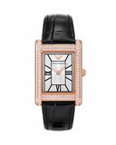 Buy Shop Emporio Armani Genni Silver Dial Black Leather Strap Watch for Women - AR11624 USA Online